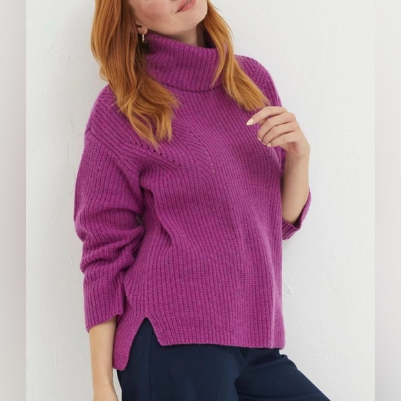 NWT - Fat Face Women’s Wool Blended Ribbed Knit Turtleneck Sweater - US 6/M - Picture 3 of 15
